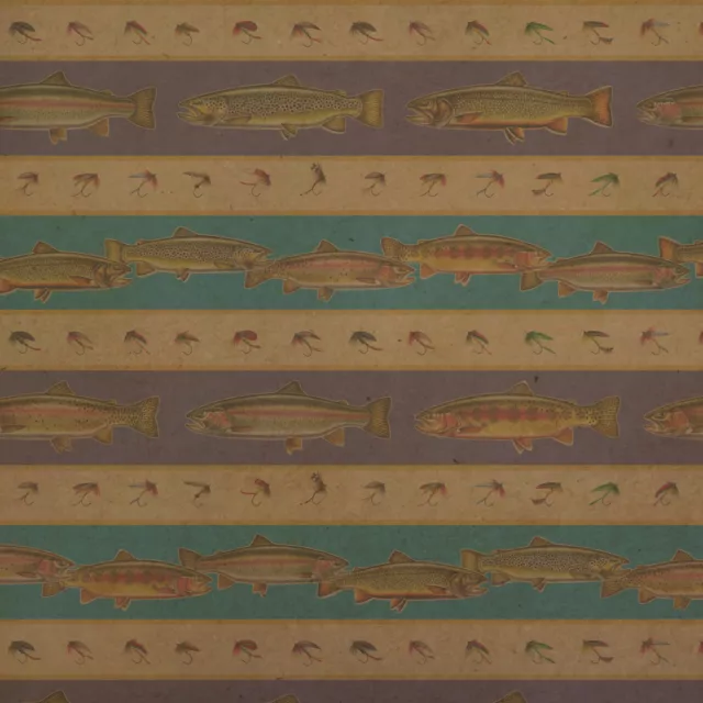 Trout River Lake Fly Fish Fishing Premium Kraft Roll Gift Wrap Wrapping Paper