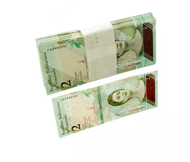 1 bundle of 100 Venezuela 2 Bolivares 2018 Au-Unc.