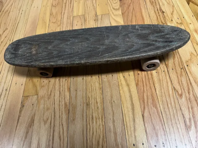 Vintage 1960s Hobie Dark Wood Skateboard Super Surfer Clay wheels 21" 1/2 Length