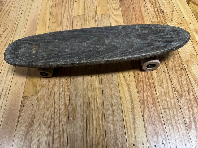 Vintage 1960s Hobie Dark Wood Skateboard Super Surfer Clay wheels 21" 1/2 Length
