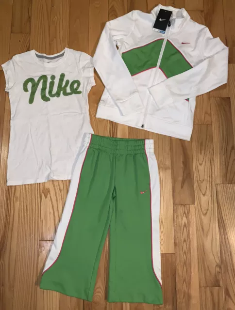 Nike Girls New Track Jacket Shirt Capri Pants Athletic Set Size S/M Small Medium