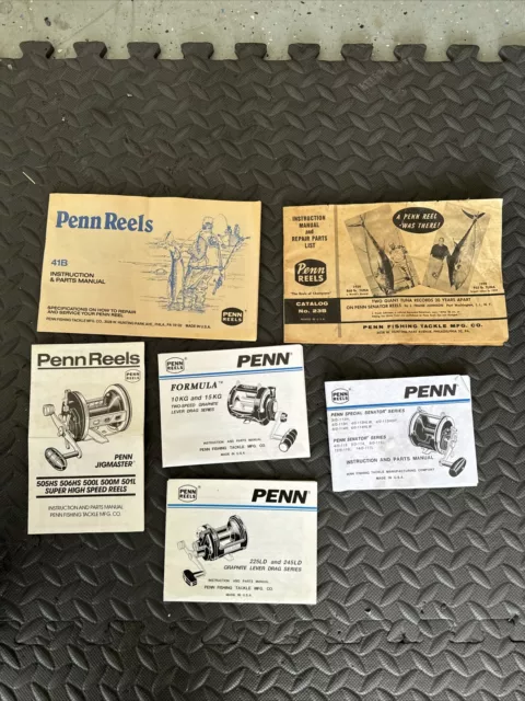 Lot Of 6 Penn Fishing Reel Catalogs 41B 23B Jigmaster Formula Senator Vintage