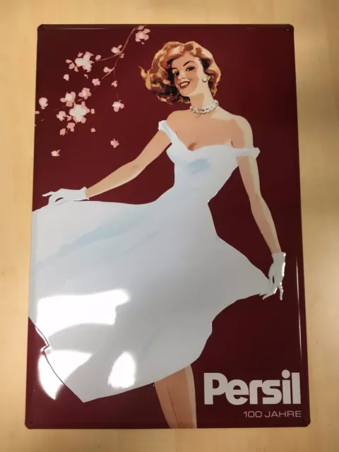 Persil Blechschild 100 Jahre neu OVP Persil Lady im weißen Kleid 40x60 Schild