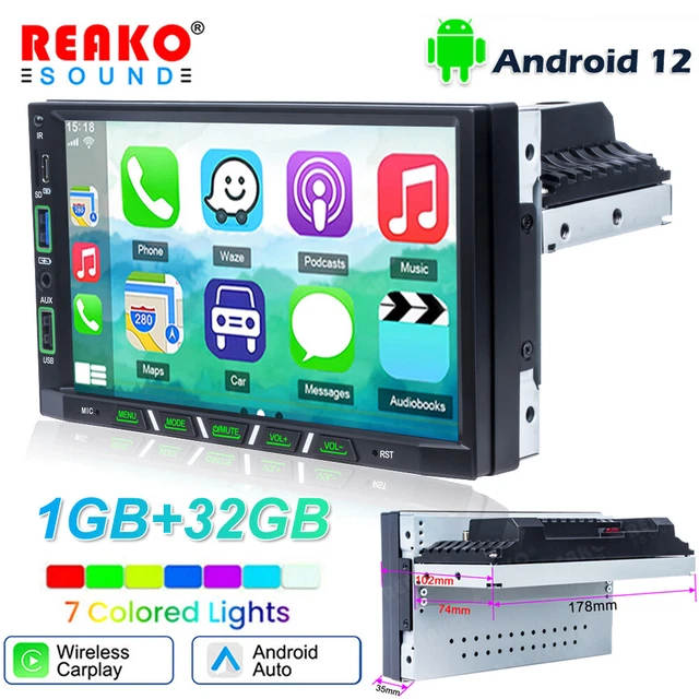 7" Car Apple Carplay Radio Android Auto Touch Screen Stereo Bluetooth Single Din