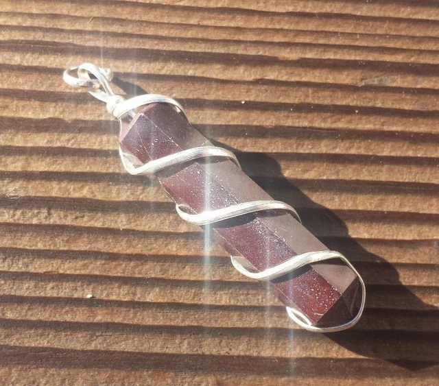 Red Tiger Eye Spiral Wire Wrapped Pencil Point Pendant Gemstone