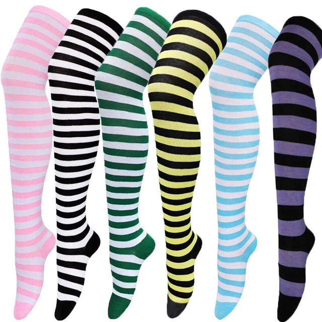 Calze lunghe donna donna a righe coscia alta sopra il ginocchio calze nuove