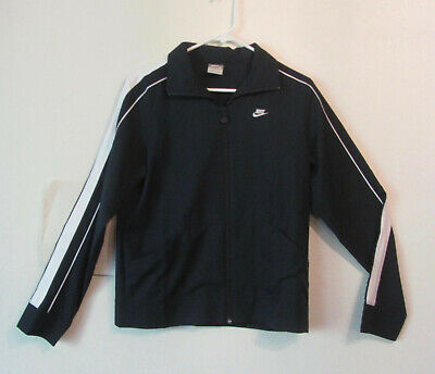 Nike Track Jacket Full Zip Navy Blue White Stripe Ladies Size Med