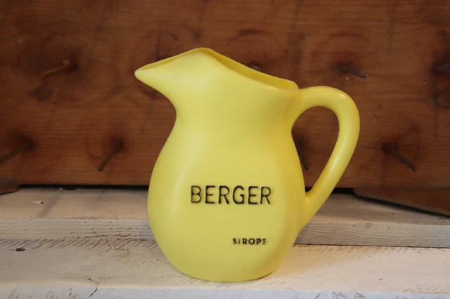 Pichet à Eau BERGER 1 Litre - Flanc Rond - Publicitaire Jaune - Porcelaine