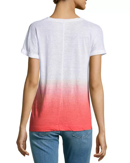 NWT! C&C California Ombre Rolled-Cuff Tee, Poppy Red | SZ S | A207 2