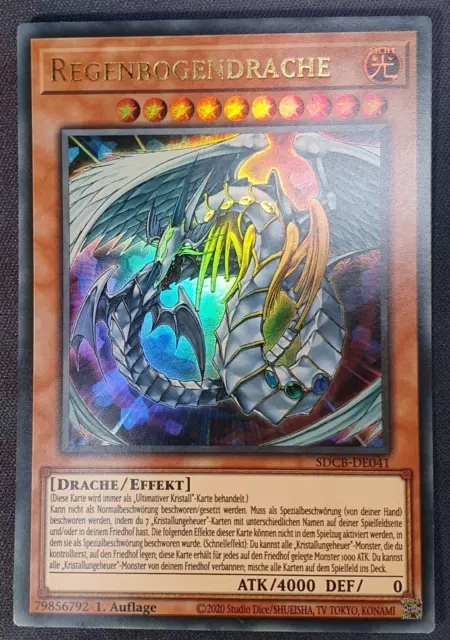 Regenbogendrache Neu 1. Auflage Ultra Rare Yugioh Deutsch Kristallungeheuer Deck