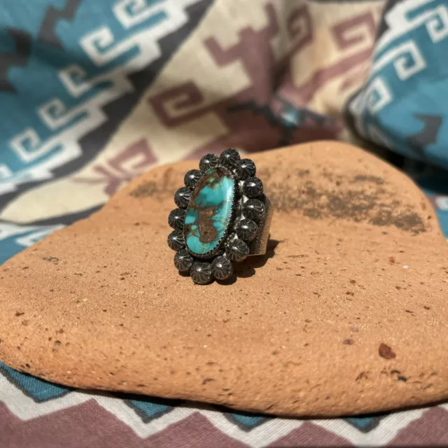 Native American Sterling Silver Royston Turquoise Chunky Ring