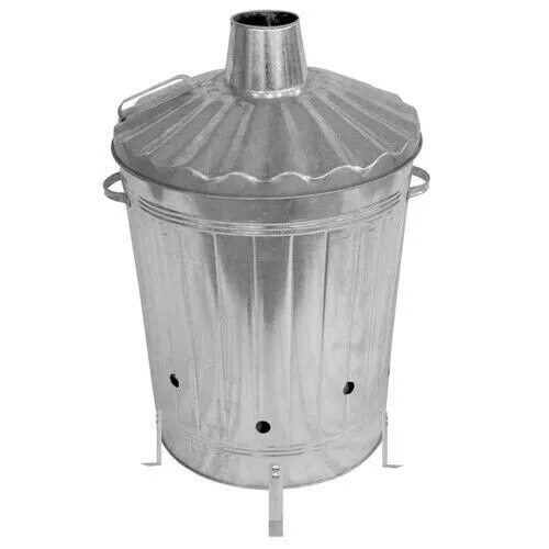 90 Litre Incinerator Galvanised Metal Garden Waste Rubbish Wood Fire Bin Burner