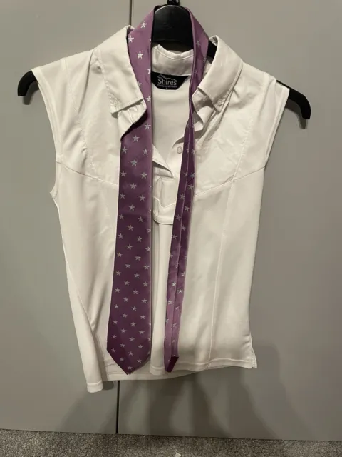 Shires Sleeveless Show Shirt With Lilac Tie