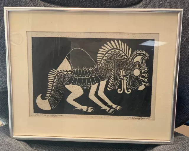 Vintage Pedro Puerta Mochica Indian Dragon Print