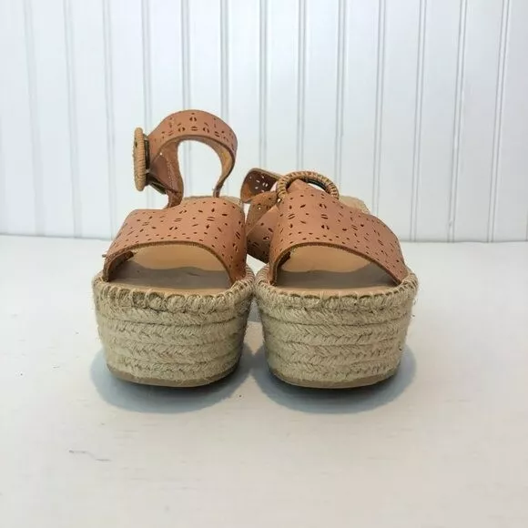 Soludos for Anthropologie Leather Cutout Bohemian Espadrille Wedges Women's 7 3