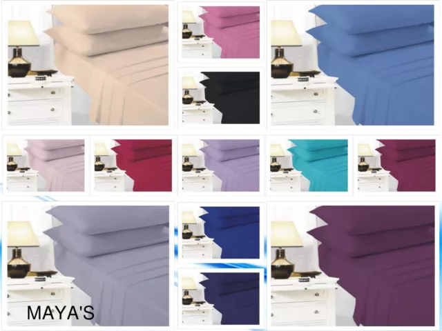 Polycotton Plain Dyed Non Iron Percale Deep Extra Deep Fitted Sheets Easy Care