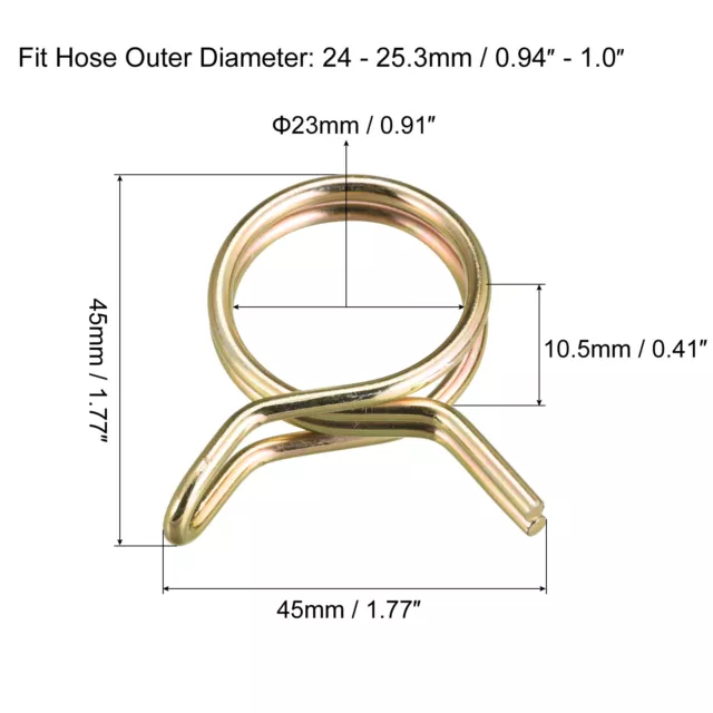 Doble Cable Resorte Manguera Clips 10uds 65Mn Acero 23mm ID Color Galvanizado 2