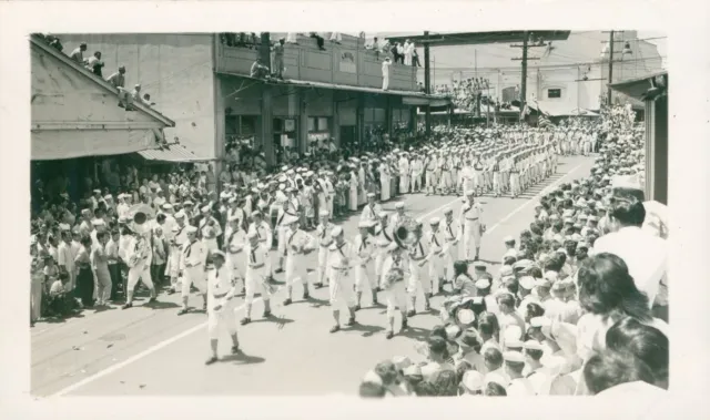 Sept 2 1945 WWII VJ DAY Parade, Honolulu Hawaii Photo #11 Navy Band, sailors