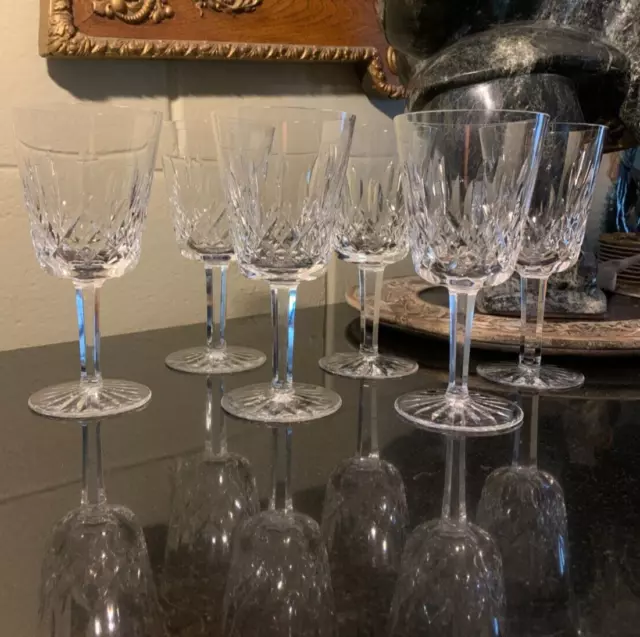 6 Waterford Crystal Lismore 6 7/8" Water Goblets Gothic Mark Ireland - Excellent 6 Waterford Crystal Lismore 6 7/8" Water Goblets Gothic Mark Ireland - Excellent