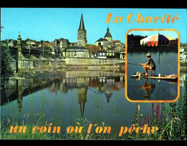 LA CHARITE-sur-LOIRE 58: PONT du XVI° Siècle & PECHEUR à la ligne Bords de LOIRE