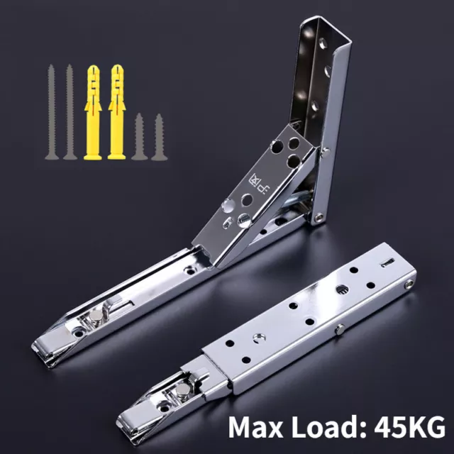 1 Pair Steel Folding Shelf Brackets Heavy Duty Bench Table L Bracket DIY
