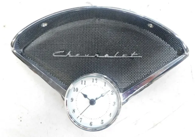1955 1956 chevy belair 210 150  speaker bezel  chevrolet emblem & new clock #6