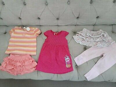 Girls bundle 18-24 months pink dress frill skirts leggings new top 1.5-2 years
