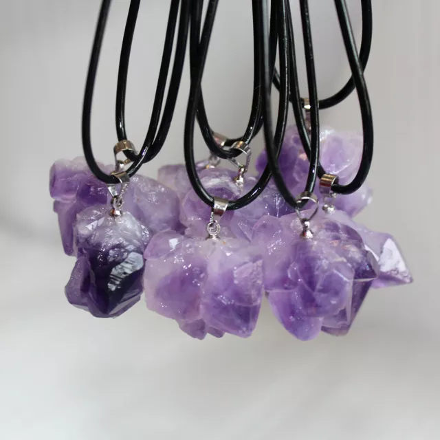 Natural Quartz Crystal Rock Stone Pendant Chakra Pendulum Necklace Healing Reiki