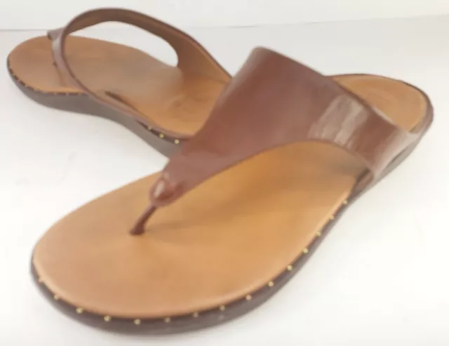 Fitflop Womens Banda II Leather Toe Post Slide Sandal Shoes, Cognac, US 6
