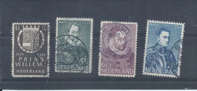 Netherlands stamps.  1933 William of Orange used. SG 408 - 411 (AC178)
