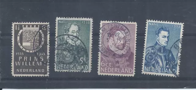Netherlands stamps.  1933 William of Orange used. SG 408 - 411 (AC178)