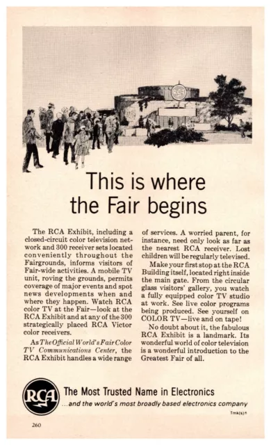 1964 RCA Television Vintage Print Ad  New York World's Fair Closed Circuit Color