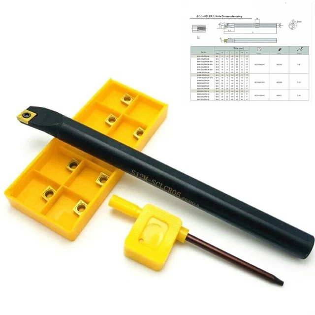 Barre D'alésage Indexable Tour C08K-SCLCR06 - Tige 8mm + Plaquette CCGT060202L-F - Carbure Solide