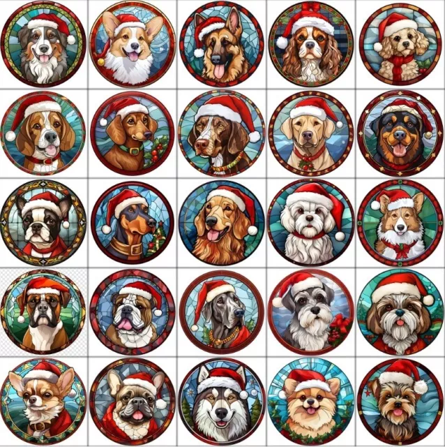 Dog Breeds Christmas Baubles, 25 designs available, Stained Glass Window design