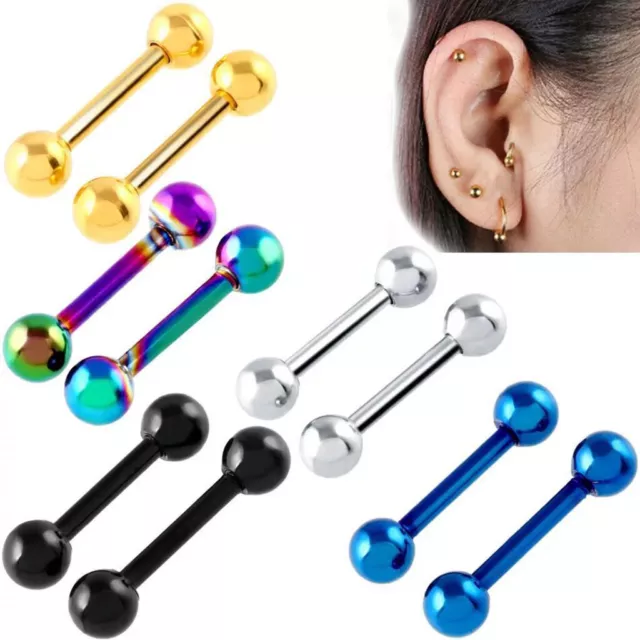 [JB] Titanium Tongue Nipple Barbell Ball Piercing Ring 12-14-16mm Steel