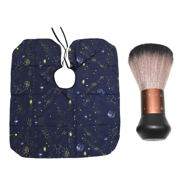 2 piezas Delantal de corte de pelo cuello de barbero Cuello Polvorín Cepillo