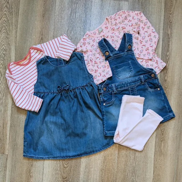 Baby Girls Denim Dress Outfits Age 12-18 Months Clothes Bundle