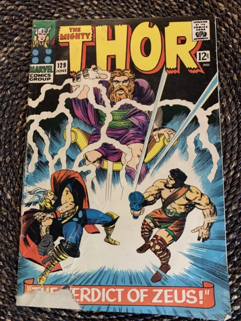 Mighty Thor #129 (1966) "The Verdict of Zeus!" 1st Appearance Aries Eternals