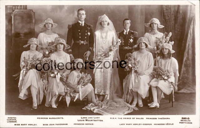 1922 Royal Wedding Lord & Lady Mountbatten Real photo postcard Beagles Series