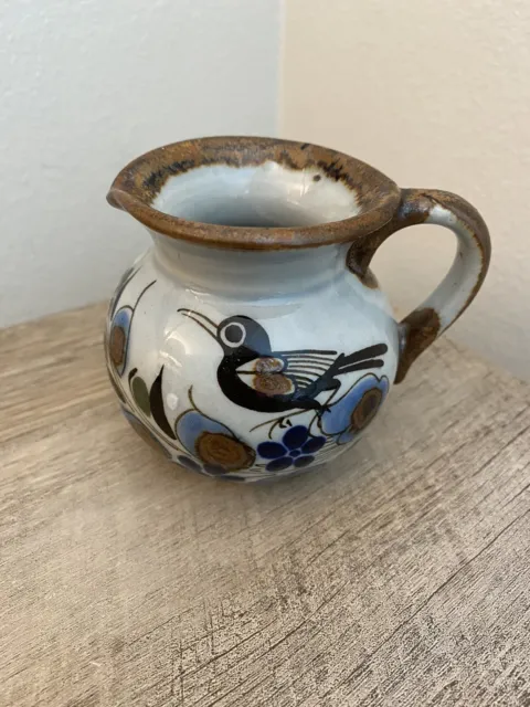 Crema de cerámica Tonala México 3"" café té pájaros gres floral