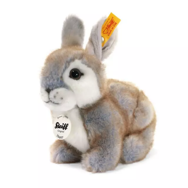 Steiff Happy Hase 18 cm 080036 Plüschtier Stofftier grau gespitzt Kaninchen 2