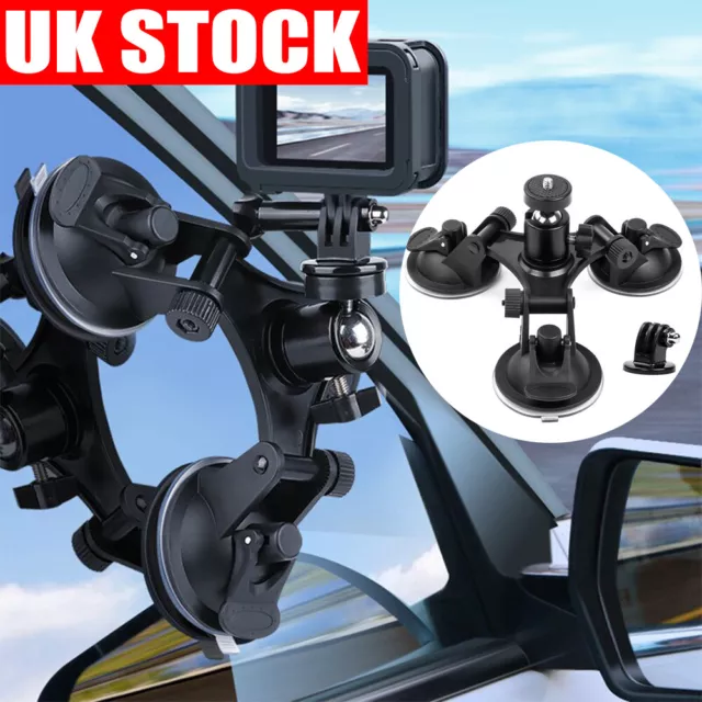 Car Vehicle Triple Suction Cup Mount Base Tripod Holder For Gopro Action Cameras