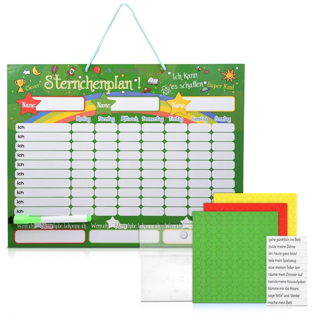 Magnet Shop Belohnungstafel Für Kinder | A4 Whiteboard Mit Stiften | Mehrfach Nutzbar Als Tafel, Whiteboard & Platzdeckchen