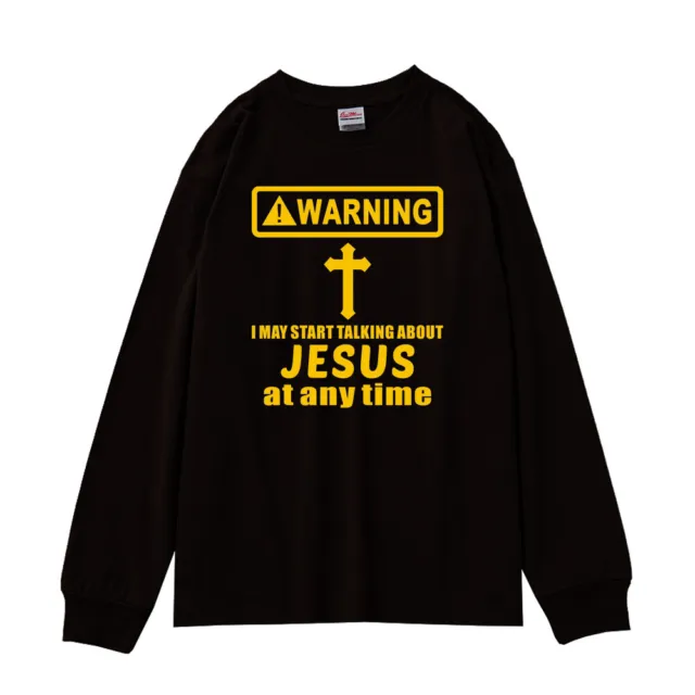 T-shirt a maniche lunghe da uomo Warning I May Start Talking About Jesus At Any Time