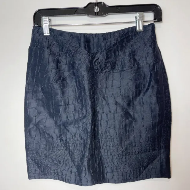 3.1 Phillip Lim Womens Linen Silk Blend Mini Skirt Navy Blue 2 Lined Textured