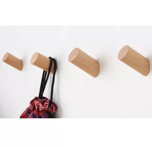 Wood Wall Hooks, 4 Pack Coat Hooks Wall Mounted Rustic Wooden Hooks Heavy Duty