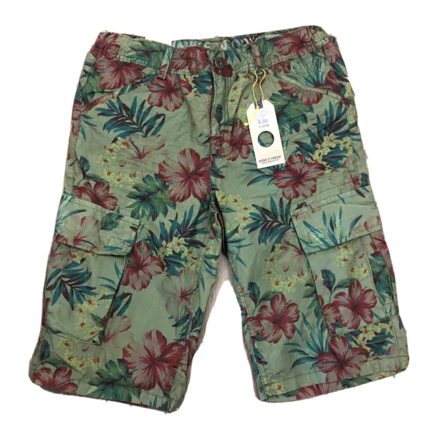 Tumble N Dry Boys Shorts Sz 16 NWT Green Tropical Cargo Z1