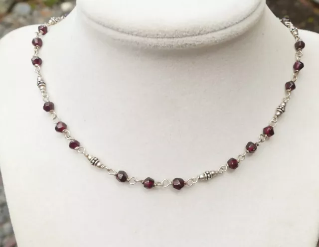 Retired SILPADA choker necklace sterling silver faceted garnet beads chain 925