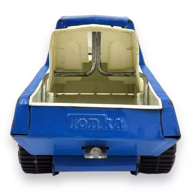 Vintage Tonka 9" Tow Wrecker Truck Pressed Steel Toy Blue White 1970's NO HOOK 3