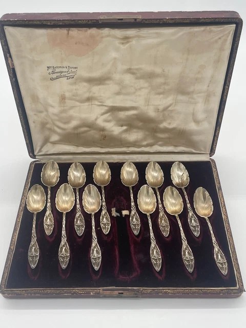 Lot De 12 Petites Cuillères En Argent Massif, Orfèvre Paul Surot, Vers 1886